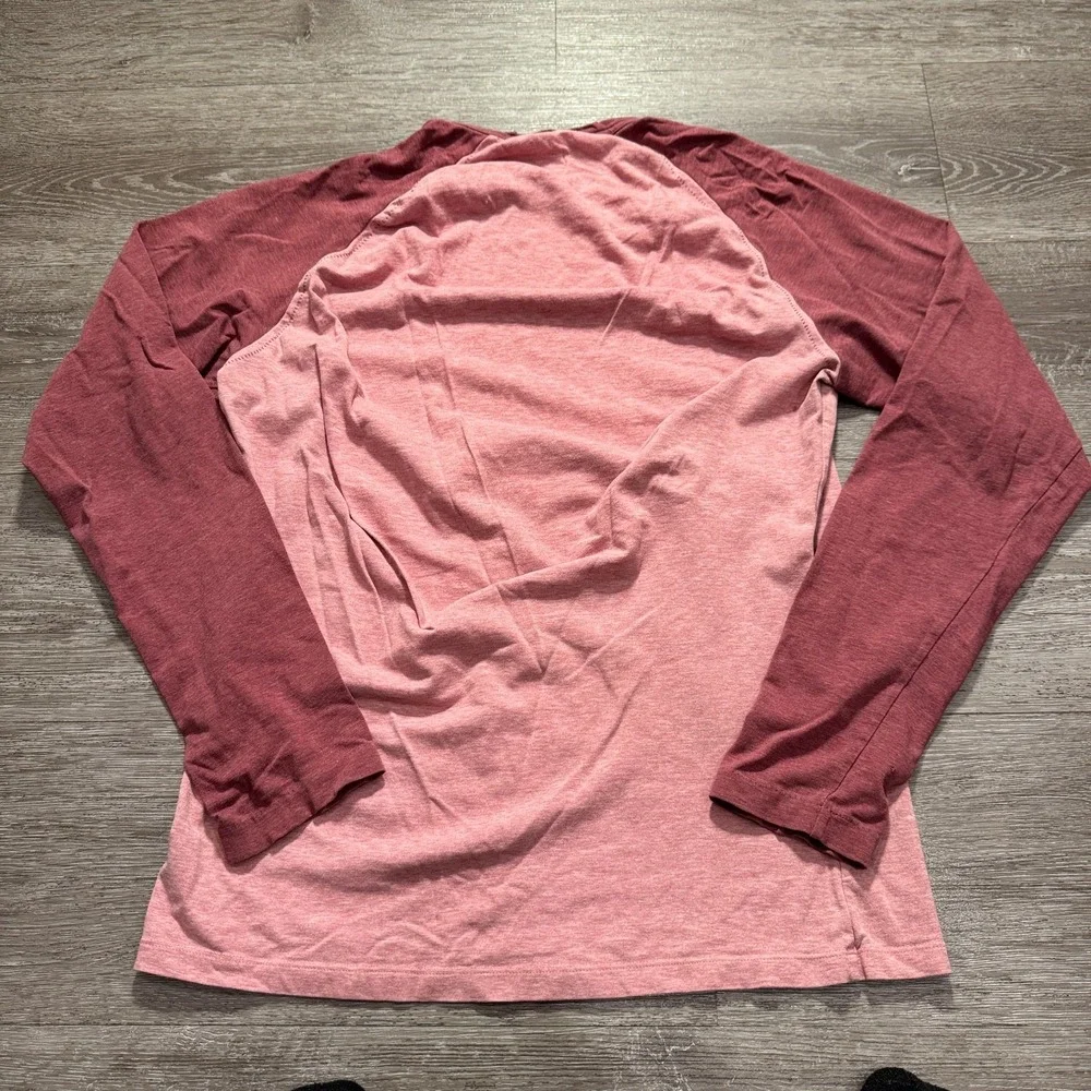 Banana Republic Shirt Mens S Burgundy Cotton Raglan Baseball Casual Preppy Tee
